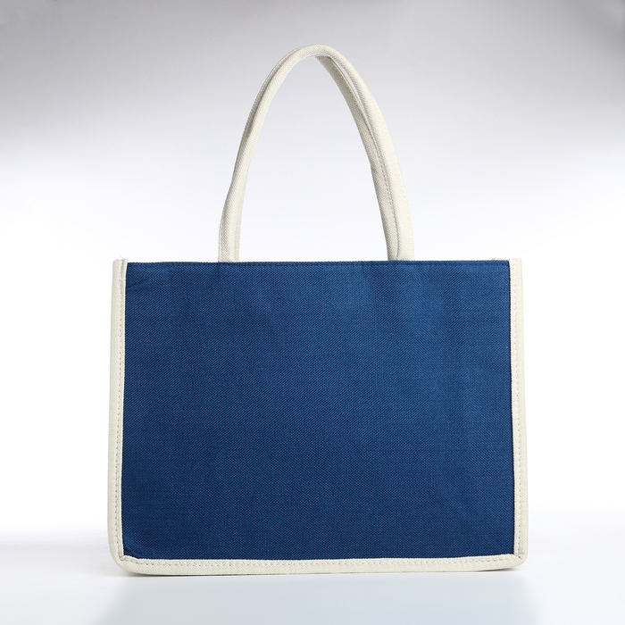 Сумка пляжная без застёжки, цвет молочный/синий Сумка пляжная без застёжки, цвет молочный/синий