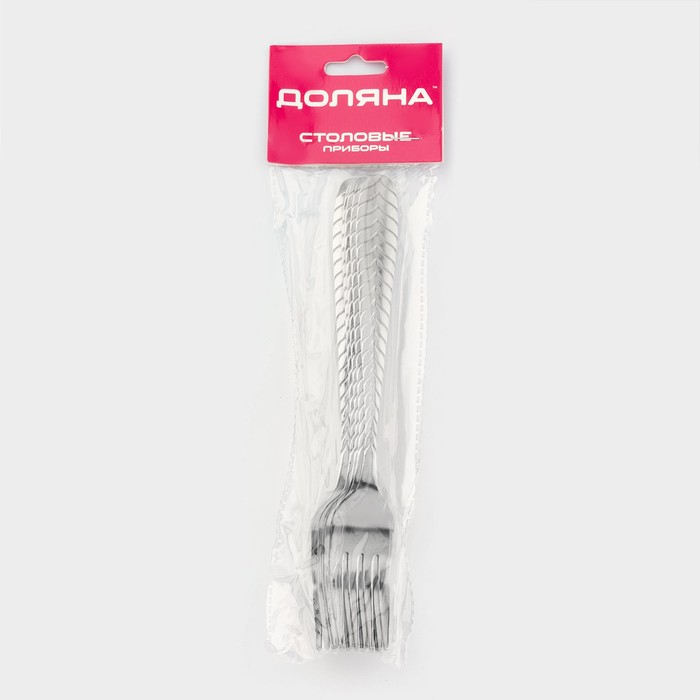Набор вилок столовых из нержавеющей стали Доляна «Колосок», h=19 см, 6 шт, цвет серебряный