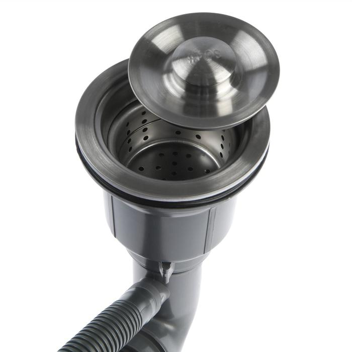 Мойка кухонная AFLORN AF95044F, врезная, S=3,0 и 0,8 мм, 50х44х22 см, сифон, графит Мойка кухонная AFLORN AF95044F, врезная, S=3,0 и 0,8 мм, 50х44х22 см, сифон, графит