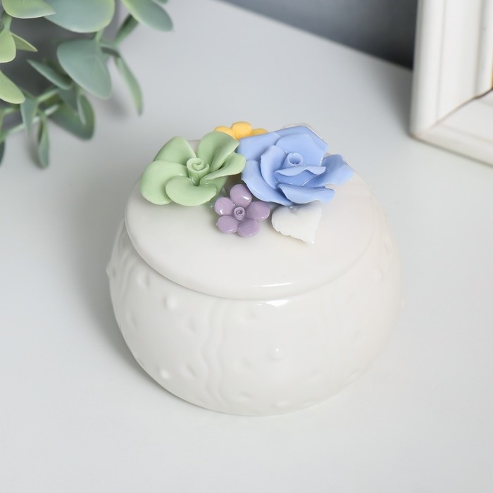 Шкатулка керамика Шкатулка керамика "Розы с лепестками" МИКС 7,5х7,5х7,5 см