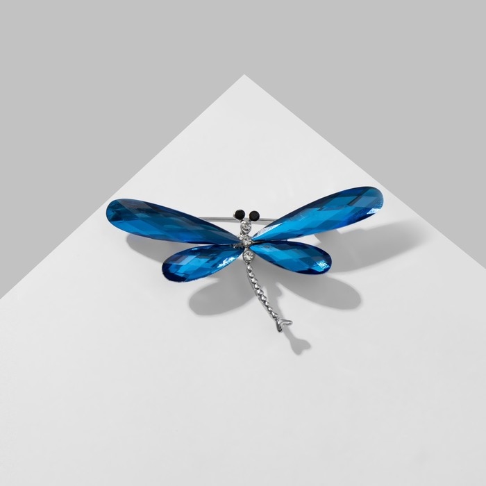 Брошь «Стрекоза», граненые крылья, цвет синий в серебре Брошь «Стрекоза», граненые крылья, цвет синий в серебре