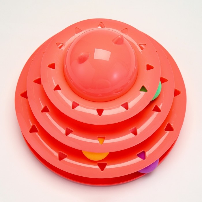 Игровой комплекс  Игровой комплекс "Пижон" для кошек с 3 шариками, 24,5 х 24,5 х 13 см, розовый