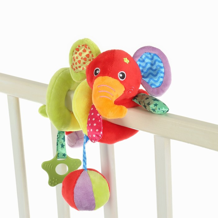 Растяжка - спираль с игрушками дуга на коляску / кроватку для малышей 0+ «Слоник яркий», Крошка Я Растяжка - спираль с игрушками дуга на коляску / кроватку для малышей 0+ «Слоник яркий», Крошка Я