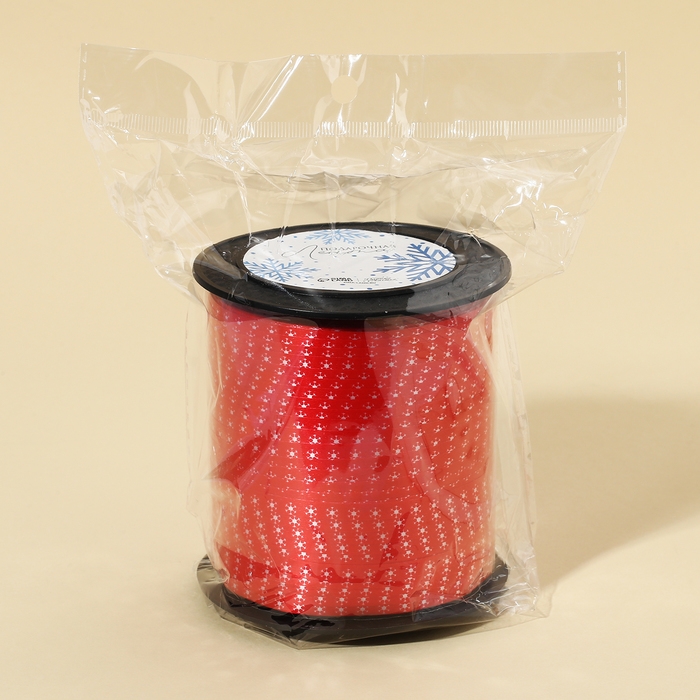 Лента для декора и подарков «Снежинки», красная, 0.5 см × 200м Лента для декора и подарков «Снежинки», красная, 0.5 см × 200м