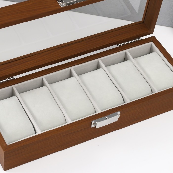 Шкатулка дерево под часы 6 отделений  Шкатулка дерево под часы 6 отделений "Коричневая" 8х31х11 см