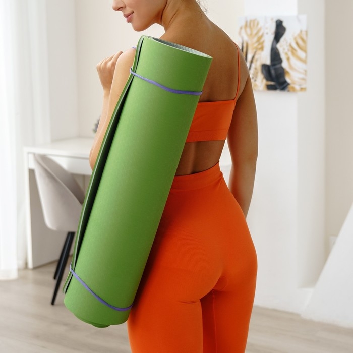 Коврик для йоги Sangh, 183×61×0,8 см, цвет зелёный Коврик для йоги Sangh, 183×61×0,8 см, цвет зелёный