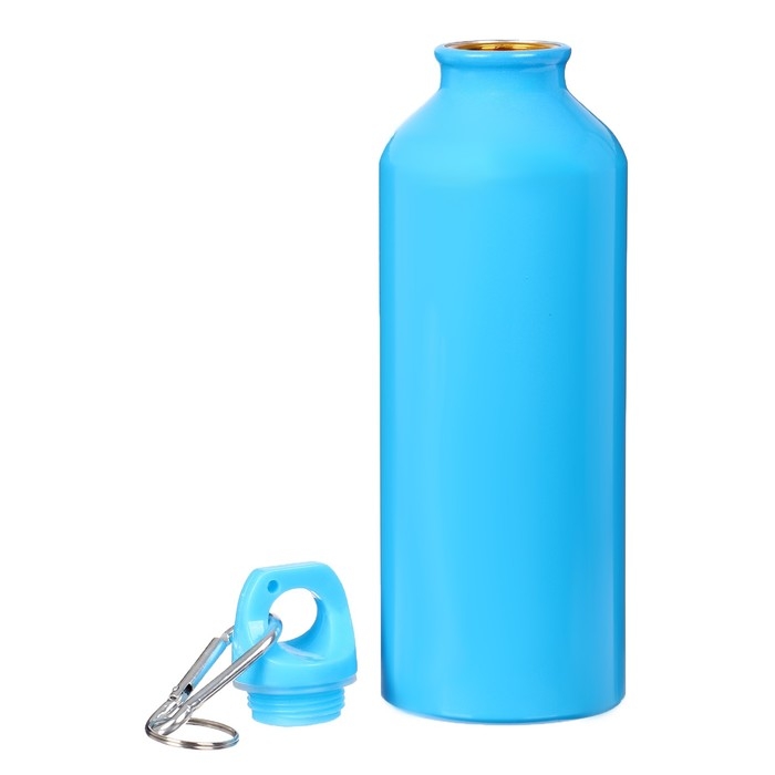 Бутылка для воды, 500 мл,  корпус из алюминия, пластик, голубая Бутылка для воды, 500 мл,  корпус из алюминия, пластик, голубая