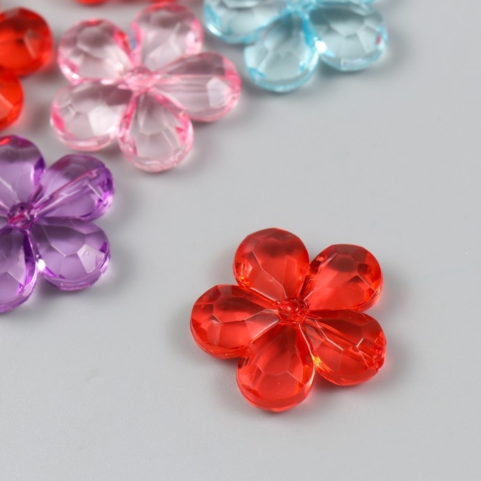 Бусины для творчества пластик Бусины для творчества пластик "Цветы с гранями" прозрачные набор 20 гр 0,7х2,9х2,9 см