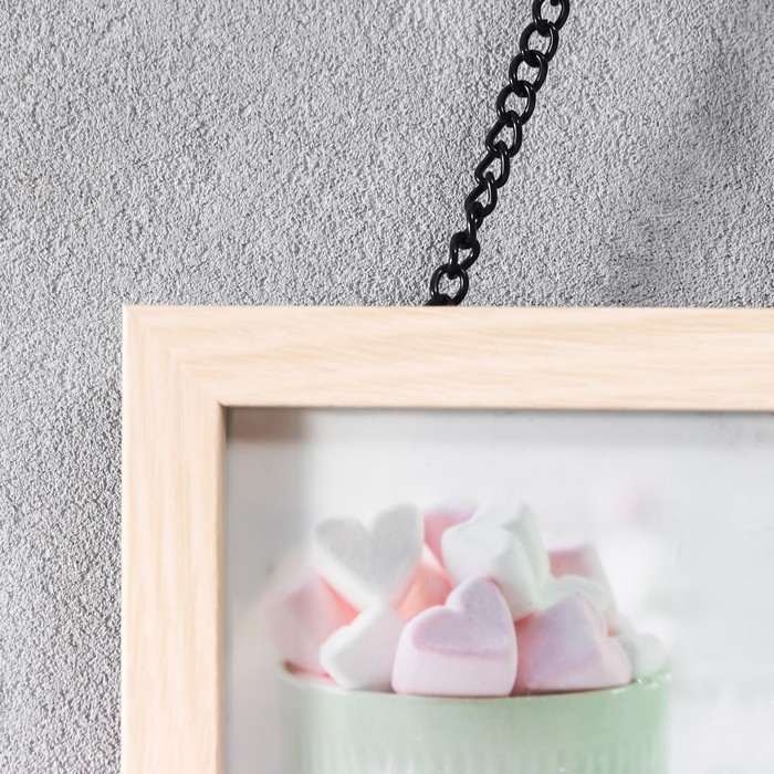 Фоторамка двойная МДФ подвесная на цепочке  Фоторамка двойная МДФ подвесная на цепочке "FAMILY" 10х15 см