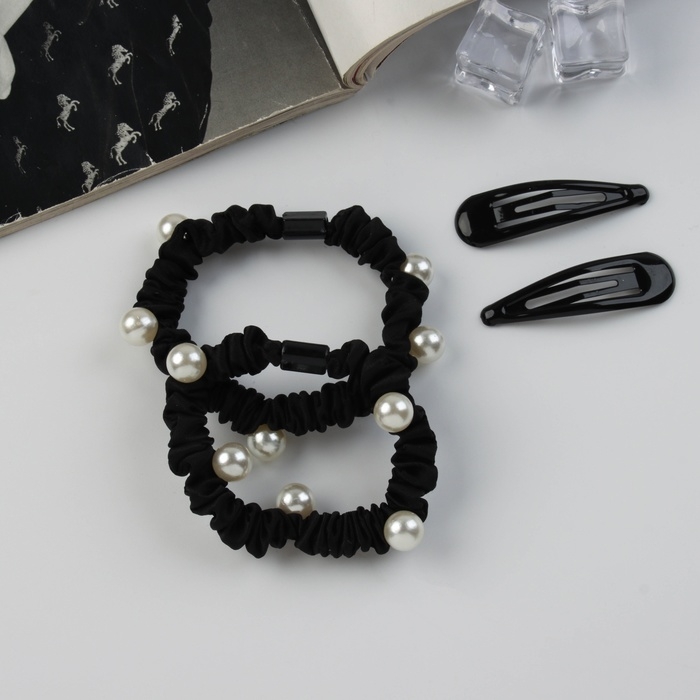 Набор для волос Набор для волос "Глория шик" (2 резинки 5 см, 2 невидимки 5 см) чёрный