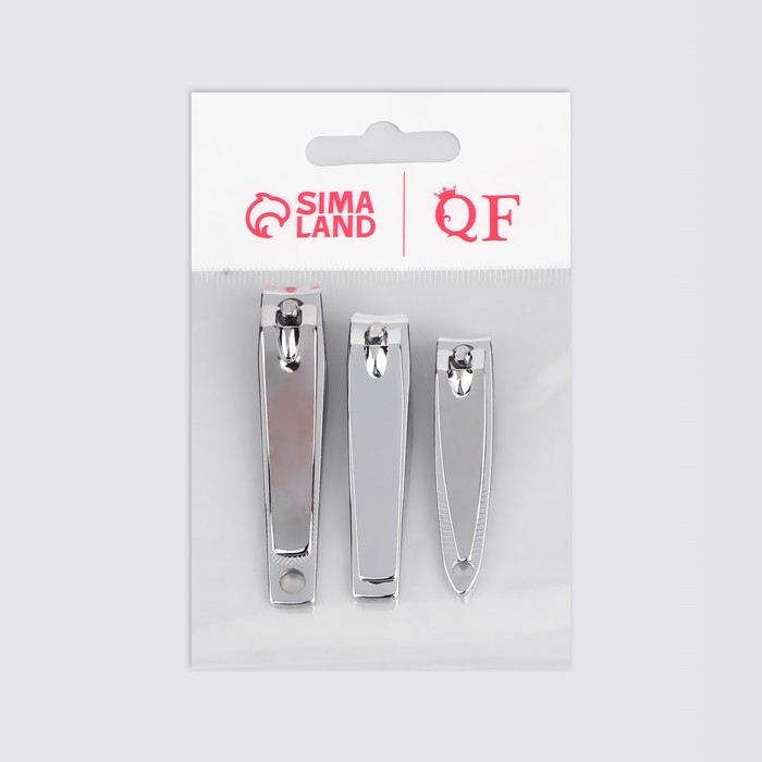 Кусачки-книпсер маникюрные, набор, 3 шт, 5/5,5/7 см, на блистере, цвет серебристый Кусачки-книпсер маникюрные, набор, 3 шт, 5/5,5/7 см, на блистере, цвет серебристый