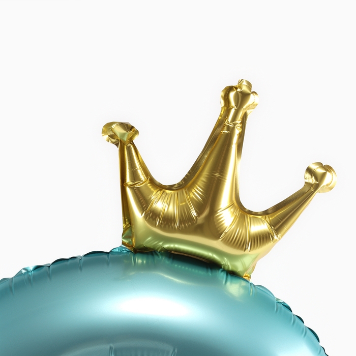 Шар фольгированный 42 Шар фольгированный 42" «Цифра 9 с короной» на подставке, цвет голубой