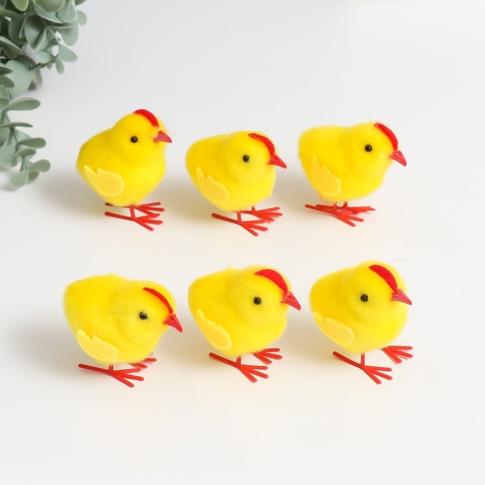 Сувенир пасхальный Сувенир пасхальный "Цыплята с гребешком" набор 6 шт жёлтый 3х6х6,5 см