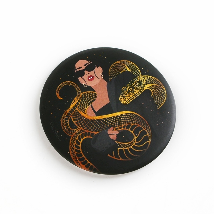 Зеркало карманное новогоднее «Новый год: Девушка», диам.7 см Зеркало карманное новогоднее «Новый год: Девушка», диам.7 см