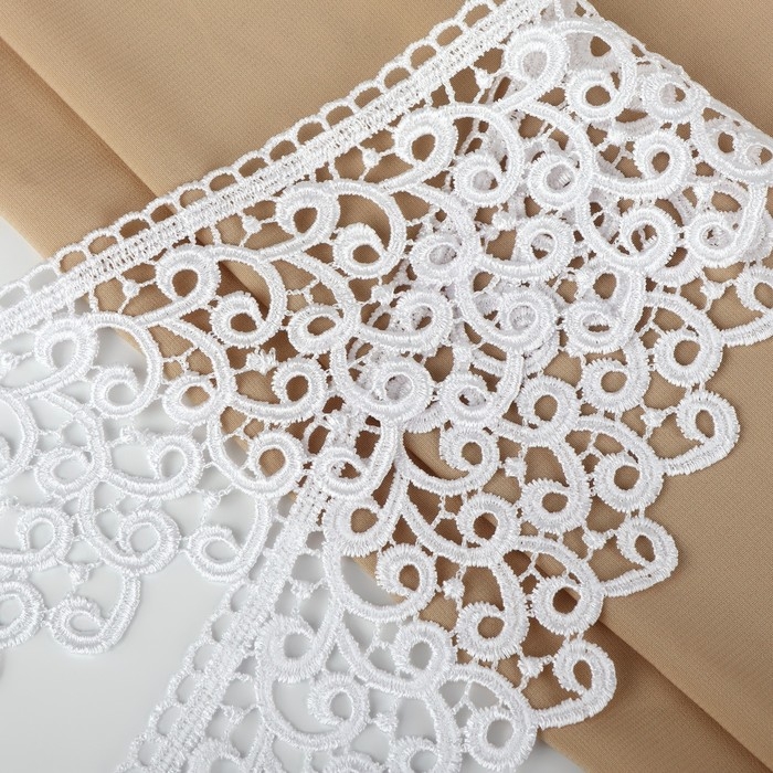 Кружево гипюровое, 78 мм × 11 ± 1 м, цвет белый Кружево гипюровое, 78 мм × 11 ± 1 м, цвет белый