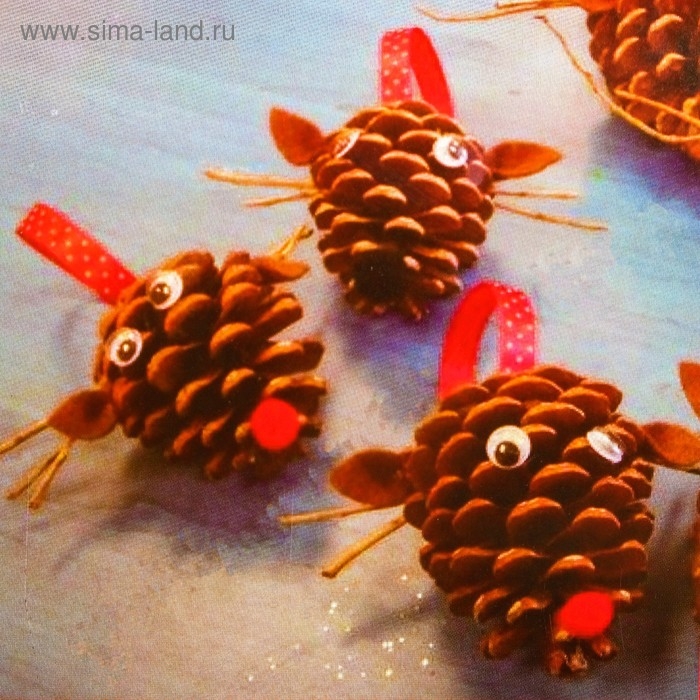 Новый год! Набор для создания подвесной ёлочной игрушки из шишек «Зверятки» Новый год! Набор для создания подвесной ёлочной игрушки из шишек «Зверятки»