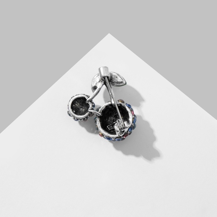 Брошь «Вишня», цветная в чернёном серебре Брошь «Вишня», цветная в чернёном серебре