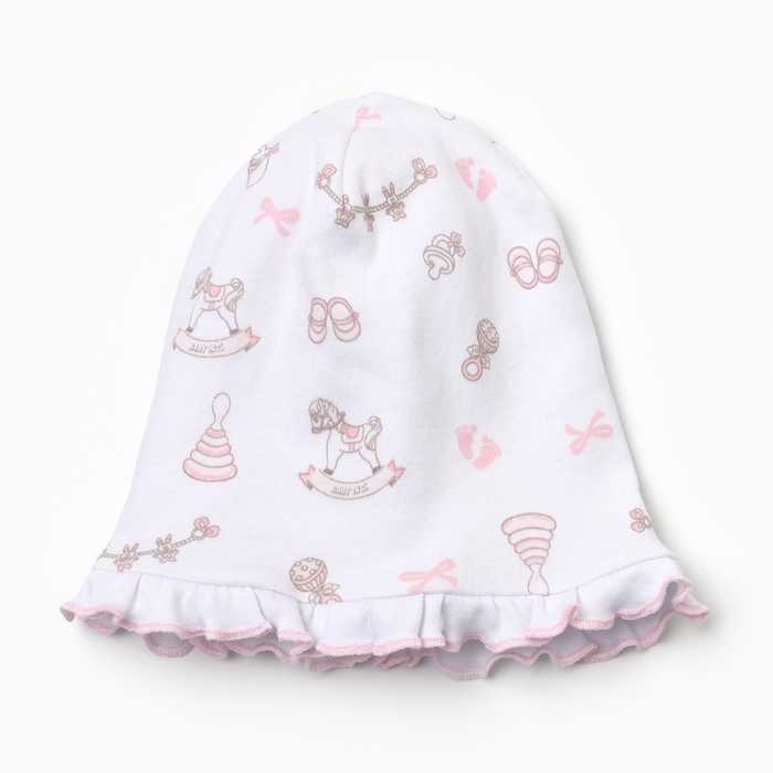Шапочка детская, цвет белый-розовый, размер 38-40 (1-3 мес) Шапочка детская, цвет белый-розовый, размер 38-40 (1-3 мес)