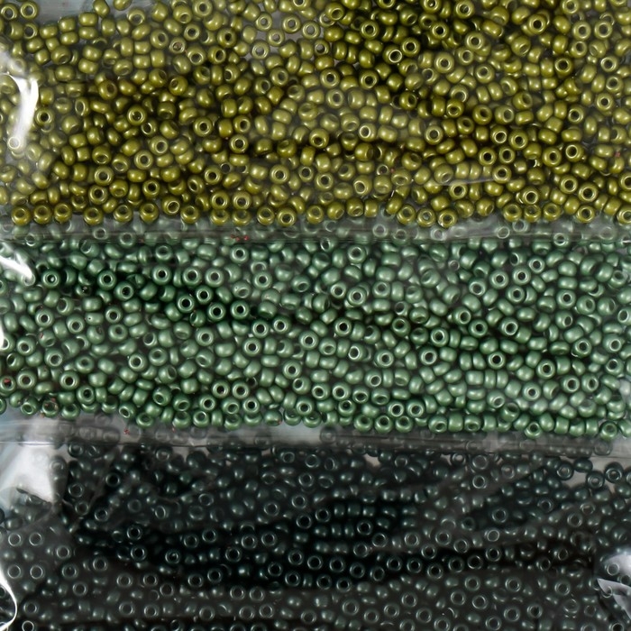 Бисер круглый 12/0  Бисер круглый 12/0 "Оттенки леса" 6 цветов х 10 гр 20х8 см