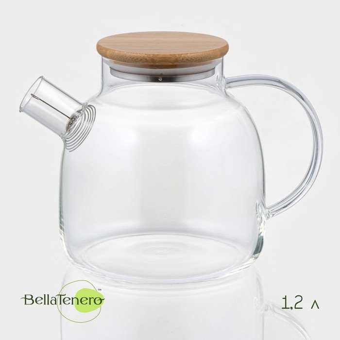 Чайник заварочный стеклянный с бамбуковой крышкой и металлическим фильтром BellaTenero «Эко», 1,2 л Чайник заварочный стеклянный с бамбуковой крышкой и металлическим фильтром BellaTenero «Эко», 1,2 л