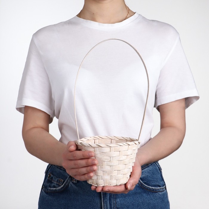 Корзина плетёная, бамбук, белая, (цилиндр) Корзина плетёная, бамбук, белая, (цилиндр)