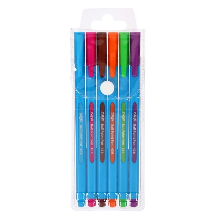 Набор ручек шариковых 6 цветов в блистере Набор ручек шариковых 6 цветов в блистере