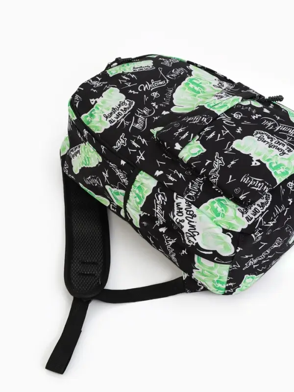 Рюкзак школьный, 1 отделение, 3 кармана, 30&times;13&times;42 см, зелёный