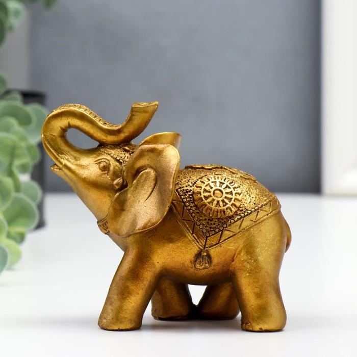Сувенир полистоун Сувенир полистоун "Слон в золотой попоне с узорами" лак 10х5х12 см