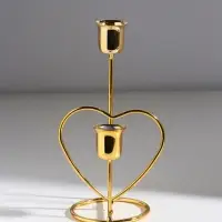 Подсвечник на 2 свечи &laquo;Сердце&raquo;, d=2.5 см под золото, 17.5&times;10&times;8 см