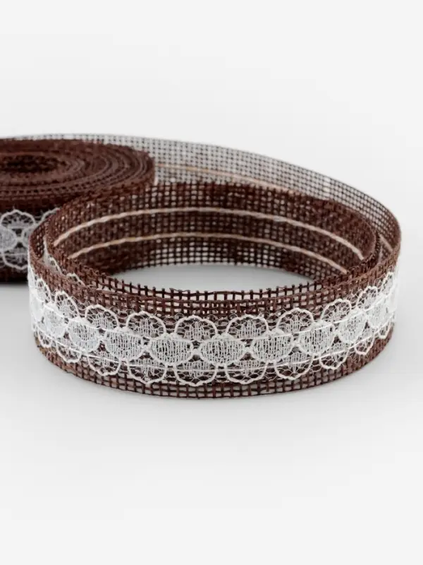 Лента текстильная &laquo;Кружево&raquo;, 20 мм, 4.5&plusmn;0.5 м, коричневая