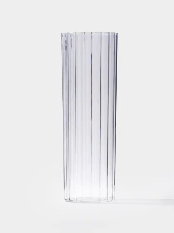 Ваза настольная пластик "Венера" полосы, 29,5х9,5 см, прозрачный