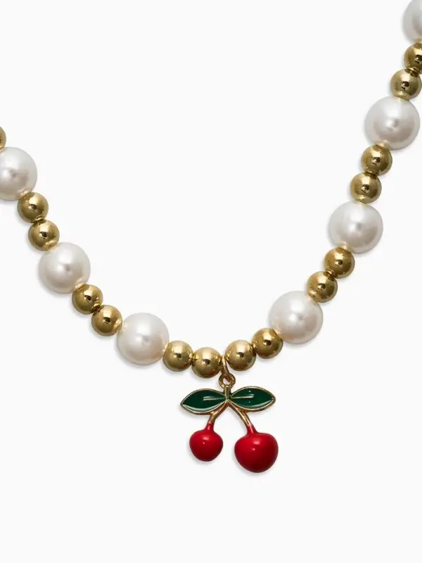 Набор 2 пред-а: серьги. кулон Набор 2 пред-а: серьги. кулон "Вишня" жемчуг, цветной в золоте