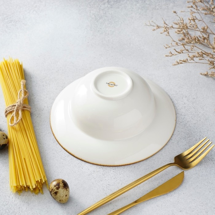 Тарелка фарфоровая для пасты Magistro «Церера», 400 мл, d=19,5 см, цвет оранжевый