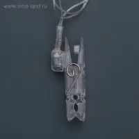 Гирлянда &laquo;Нить&raquo; 5 м с насадками &laquo;Прищепки&raquo;, IP20, прозрачная нить, 30 LED, свечение белое, 8 режимов, 220 В