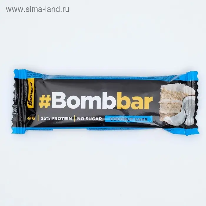 Протеиновый батончик Bombbar в шоколаде, кокосовый торт, спортивное питание, 40 г Протеиновый батончик Bombbar в шоколаде, кокосовый торт, спортивное питание, 40 г
