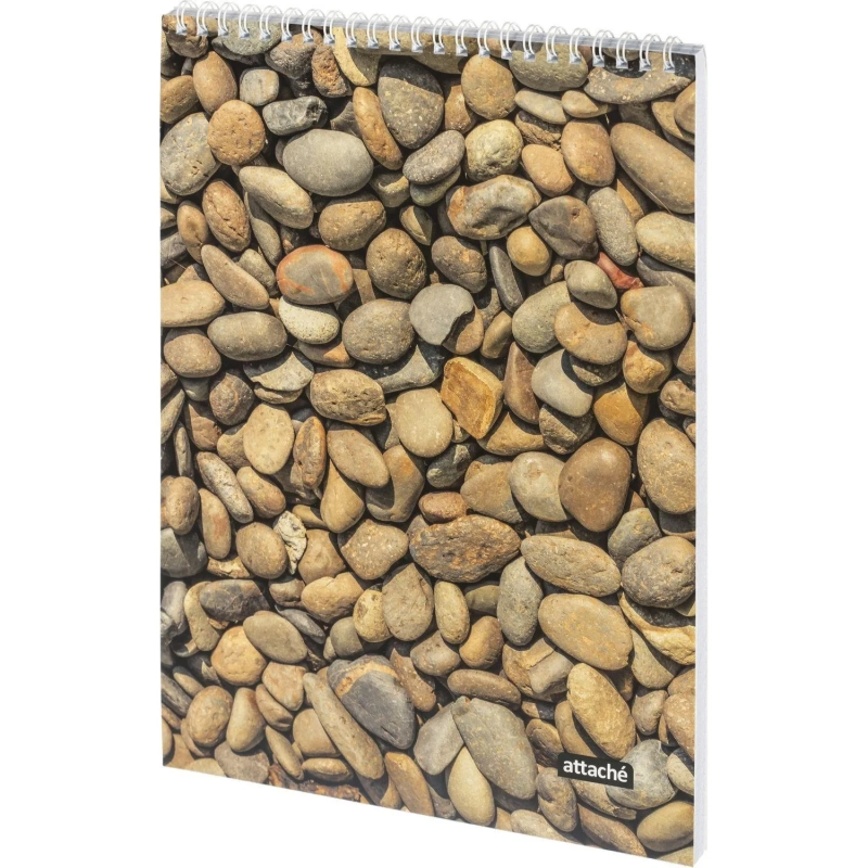 Блокнот А4 80л Attache Текстуры природы Камешки клетка, греб, ВД-лак