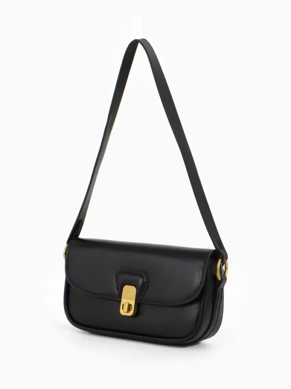 Сумка женская багет TEXTURA на молнии, 21&times;6&times;11 см, чёрная