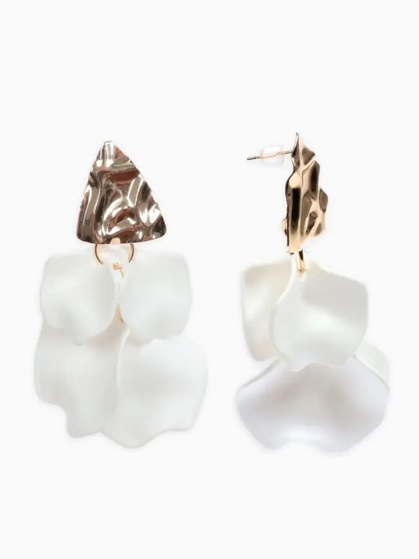 Серьги ассорти &laquo;Ветер&raquo;, мятые треугольники, цвет бело-золотой