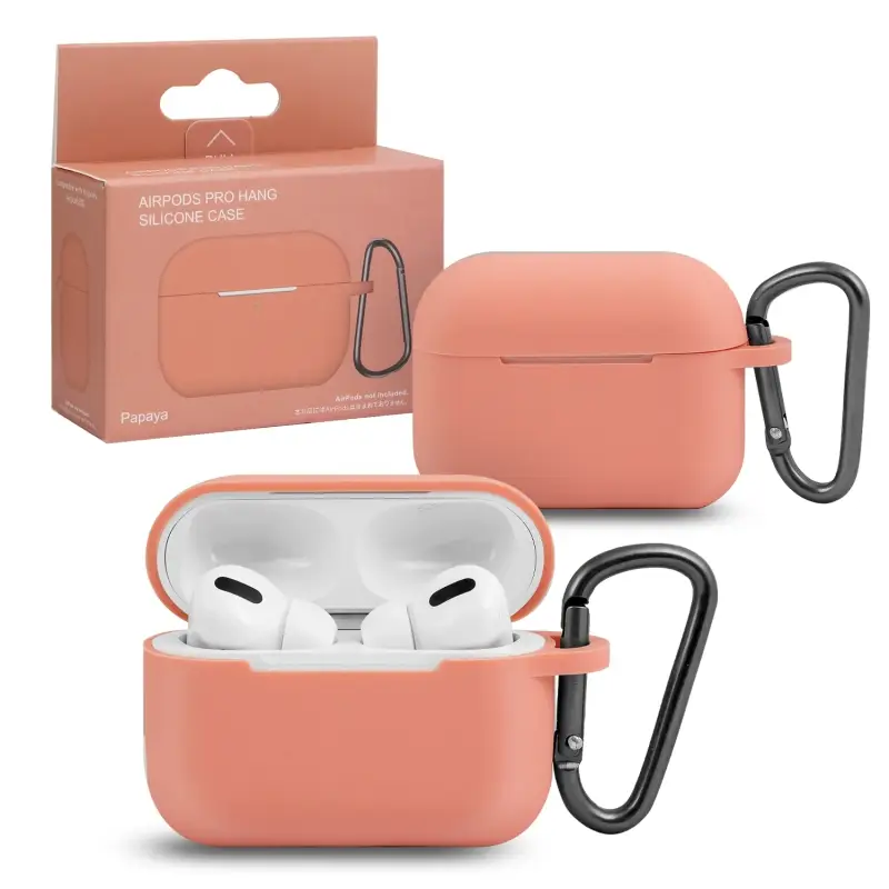 Чехол APods Pro Hang Silicon Сase с карабином SL papaya Чехол APods Pro Hang Silicon Сase с карабином SL papaya