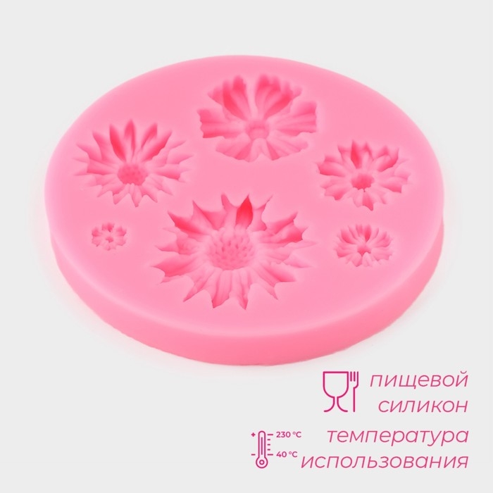 Молд Доляна «Цветы», силикон, d=7,5 см, цвет МИКС Молд Доляна «Цветы», силикон, d=7,5 см, цвет МИКС