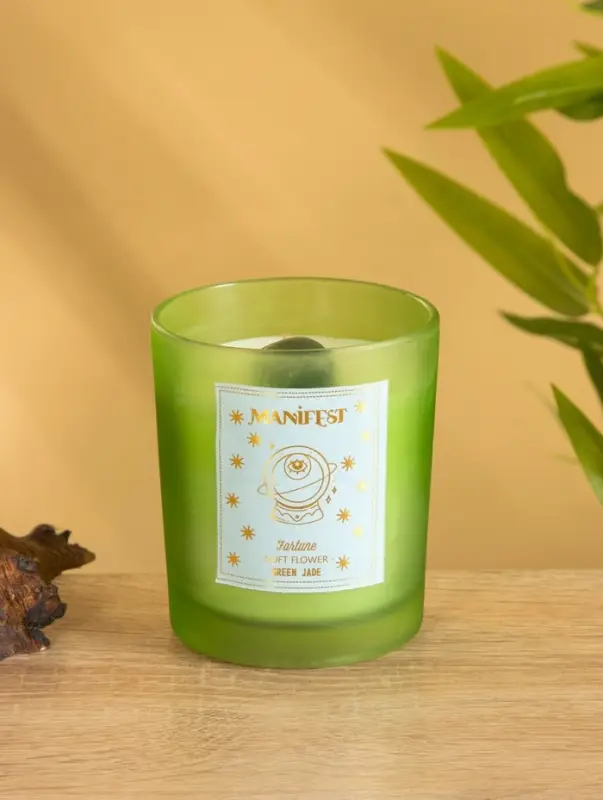 Свеча в стекле с камнем Manifest цветочный 200 гр соевый воск Свеча в стекле с камнем Manifest цветочный 200 гр соевый воск