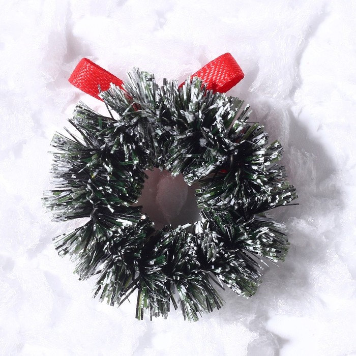 Декор &laquo;Венок с бантиком&raquo;, набор 3 шт., размер 1 шт. &mdash; 3 см, цвет тёмно-зелёный