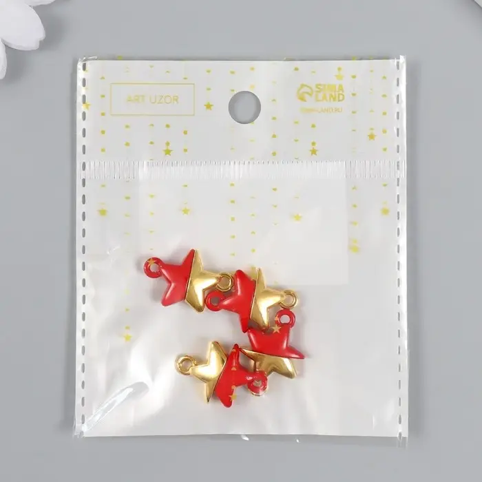Замок магнитный металл  Замок магнитный металл "Звёздочка" золотой и красный 2,2х1,5х0,6 см (набор 2 половинки)