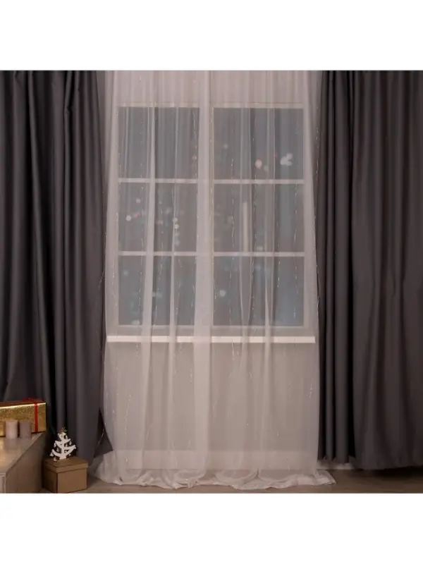 Гирлянда &laquo;Занавес&raquo; 2&times;3 м, роса, IP20, серебристая нить, 450 LED, свечение тёплое белое, 8 режимов, 220 В