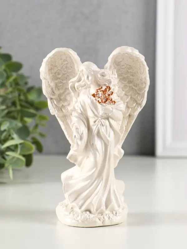 Фигура гипс "Ангел с крыльями" 15х7 см, перламутр