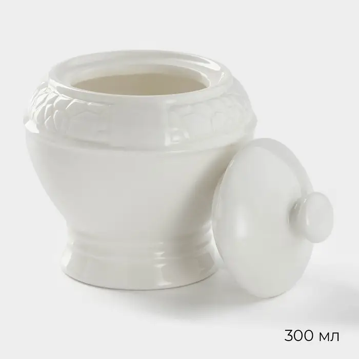 Набор сервировочный Magistro Rodos, 2 предмета: молочник 300 мл, сахарница 300 мл, фарфор, белый