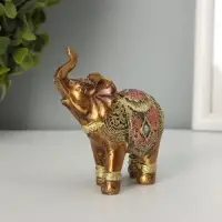 Фигурка полистоун &laquo;Африканский слон в золотой, ажурной попоне&raquo;, 8.5&times;7&times;3 см, МИКС