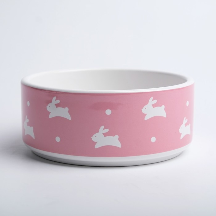 Миска керамическая  Миска керамическая "Зайчики", 300 мл, 13 x 13 x 5 cм, розовая