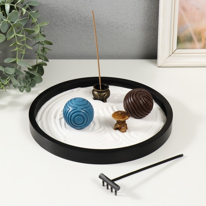 Сад камней Дзен  Сад камней Дзен "Два шара с рисунками" песок+аромапалочки 23х23х5,5 см