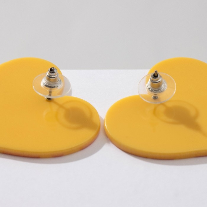 Серьги акрил «Сердце» жираф, цвет жёлто-оранжевый Серьги акрил «Сердце» жираф, цвет жёлто-оранжевый